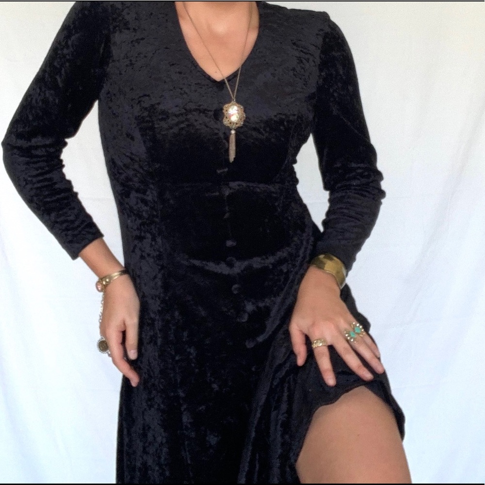 Vintage Stevie Nicks Inspired Crushed Velour Dress
